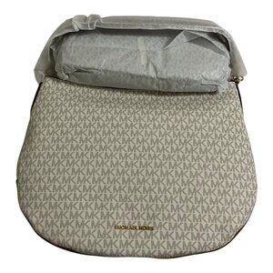 Michael Kors Fulton Large Twill Hobo Shoulder Bag Handbag Vanilla New NEW